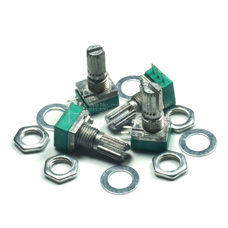 Rotary Potentiometer 5pcs RK097N 5K 10K 20K 50K 100K 500K B5K with a switch audio 3pin shaft 15mm amplifier sealing potentiometer adjustable resistor