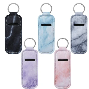 

5pcs Lipstick Balm Holder Keychains Cute Design Neoprene Lip Balm Keychain Case Storage Organizer