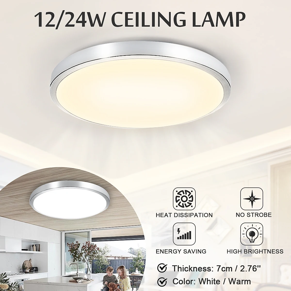 12 24w Round Led Ceiling Light Home Bedroom Kitchen Surface Led Ceiling Light Home Bedroom Kitchen