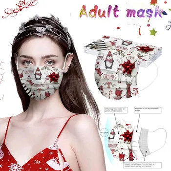 

10/30/60PC Christmas Printed Masks Disposable Breathable Multi-purpose Face Cover Mask Mouth Face Mask Multiple Proteccion Mask