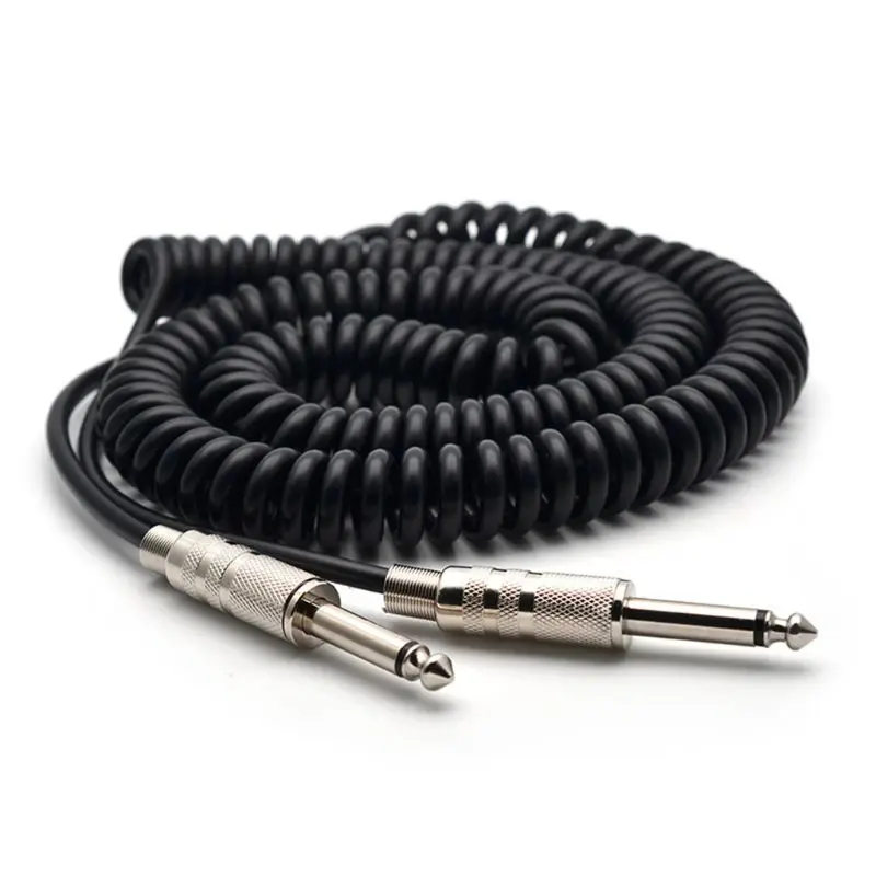

5m Guitar Bass Spring Mini-Plug Cable Line Connector 6.35mm Straight Angle Plug