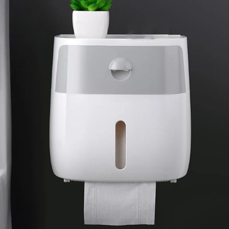 

Bathroom Toilet Tissue Holder Roll Paper Tray Box Punch-free Wall Mounted Material: ABS + PS + PC