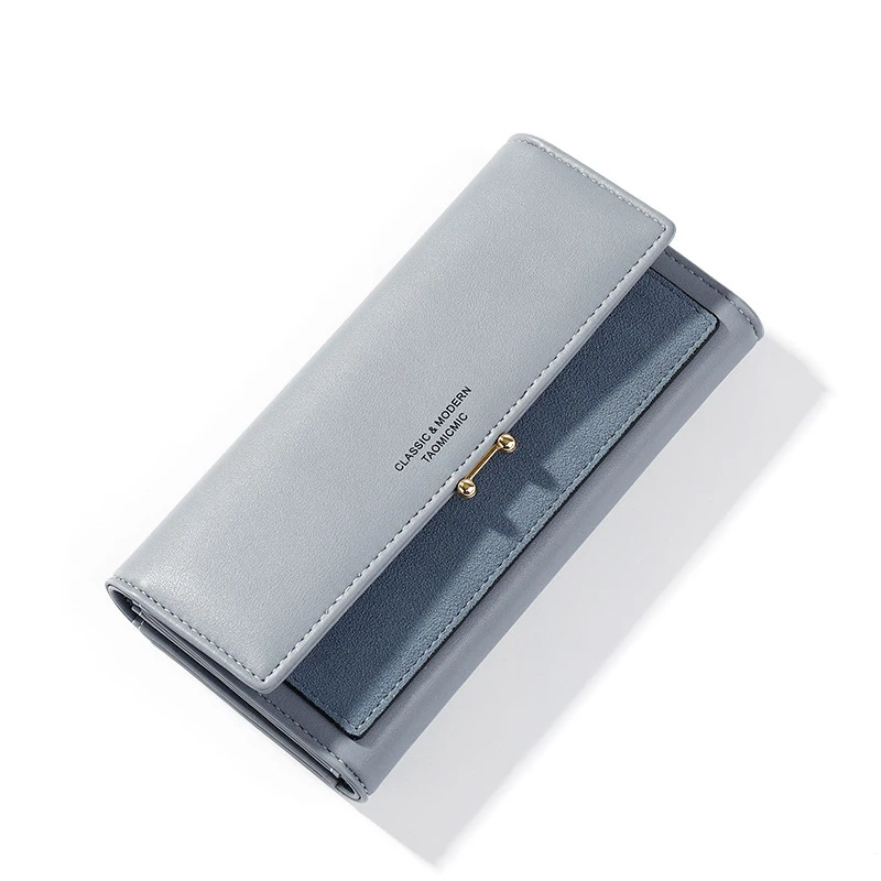 Брендовый дизайнерский бумажник с геометрическим узором, кожаный карман для телефона, держатель для карт, кошелек для монет, женские кошельки, женские длинные кошельки Carteira - Цвет: Blue