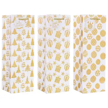 

hemoton 12pcs Christmas Paper Wine Packaging Bags Champagne Handy Totes Pouches for Gift Wedding Party Decoration Supplies