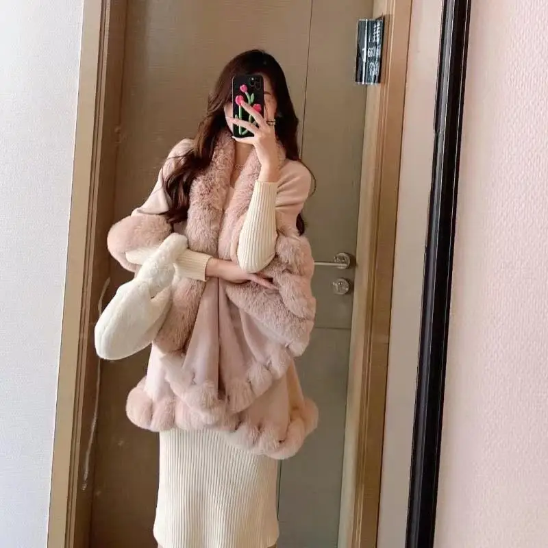 Winter New Plaid Cape For Women Loose Coat Winter 2021 Faux