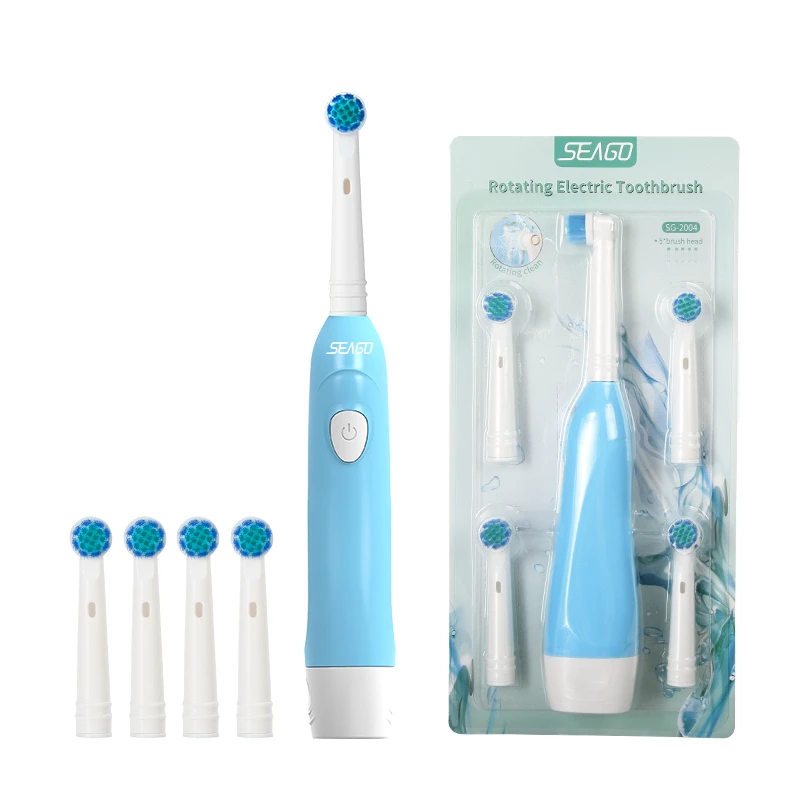 Seago SG-2004 Sonic Rotating Electric Toothbrush Adult Remove Battery Washable Electric Tooth Brushes with 5pc Replacement Brush Seago SG-2004 Sonic Rotating Electric Toothbrush Adult Remove Battery Washable Electric Tooth Brushes with 5pc Replacement Brush