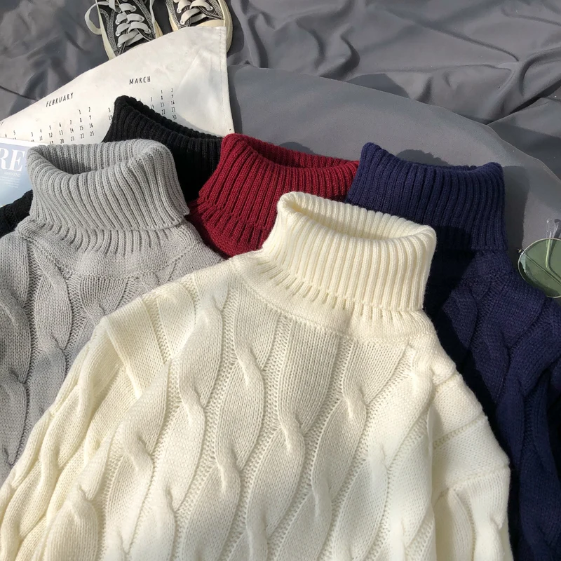 Повседневный пуловер свитер сплошной цвет водолазки свитер для мужчин и женщин