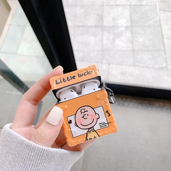 

Cartoon Charlie brown Cover cases for iphone Airpods 1 2 protective cover Bluetooth Wireless Earphone Charging Box case bag