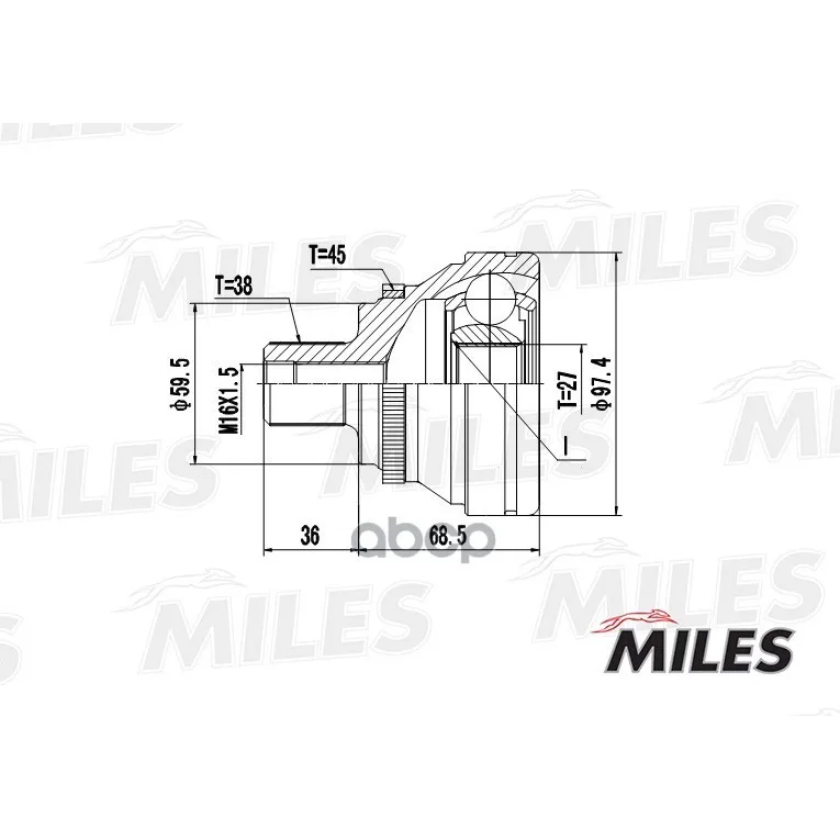Шрус Audi 80/100/A6 I/V8 2.5tdi-4.2 88-00 Нар. Abs Miles Ga20008 Miles арт. GA20008