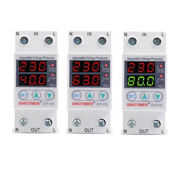 

SVP916 Adjustable Voltage Surge Protector Relay 220V 40/63/80A Dual Display Home M7DA