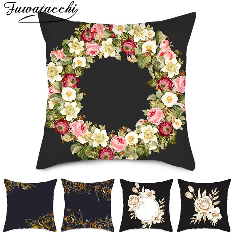 

Fuwatacchi Colorful Flowers Pillow Covers Merry Christmas Decor Cushion Cover for Home Sofa Decorative Throw Pillowcases 45*45cm
