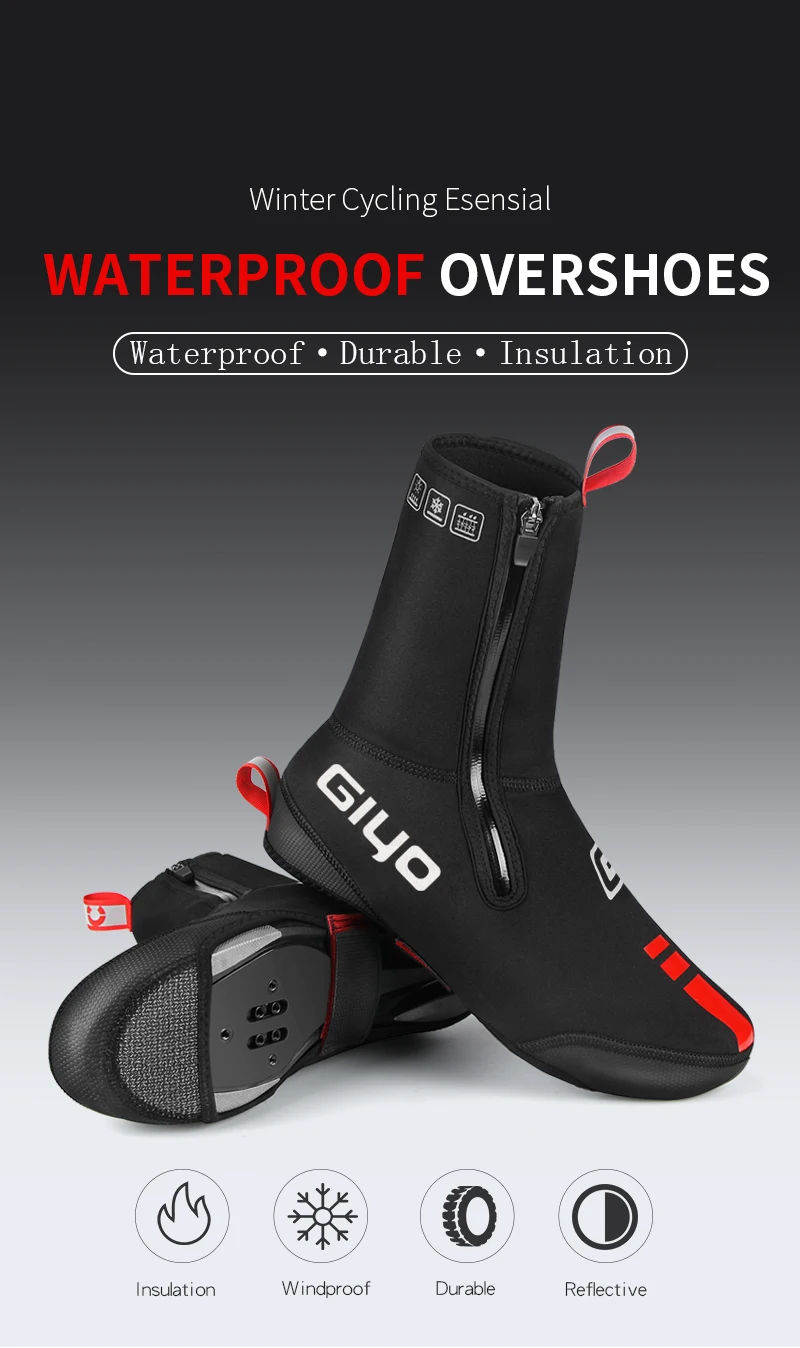 Umiwe Cycling Shoe Cover Winter Waterproof Windproof Warmer Zippered MTB Road Toe Cover for Men Women 