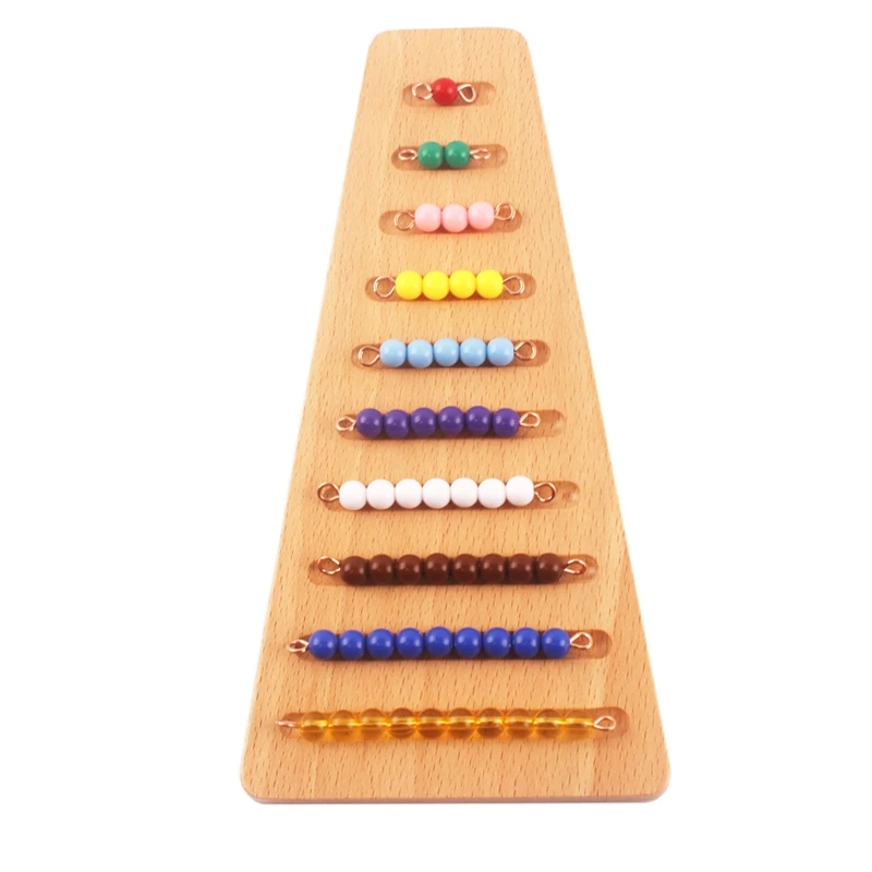 Montessori Wood Bead Toy Colored Bead Stairs with Tray 1-10 Beads Math Early Childhood Education Preschool Training Learning Toy 4