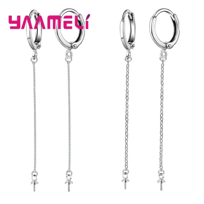 

925 Sterling Silver Dangle Earring Findings Long Chain DIY Earrings Hoop Fittings for Jewelry Making Supplies Accessories