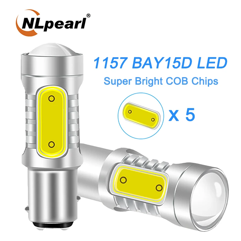 

NLpearl 2x Signal Lamp 1157 BAY15D P21/5W LED Car Reverse Brake Lamp COB P21W BA15S LED 1156 BAU15S Auto Turn Signal Light 12V