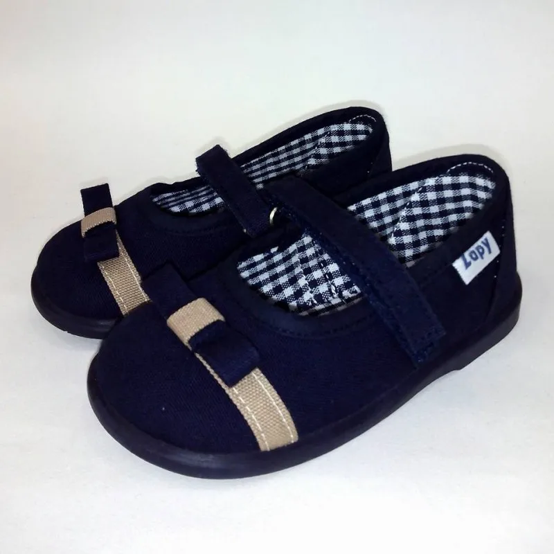 Tela Mary Janes Navy Con Dettaglio Fiocco Di Zapy