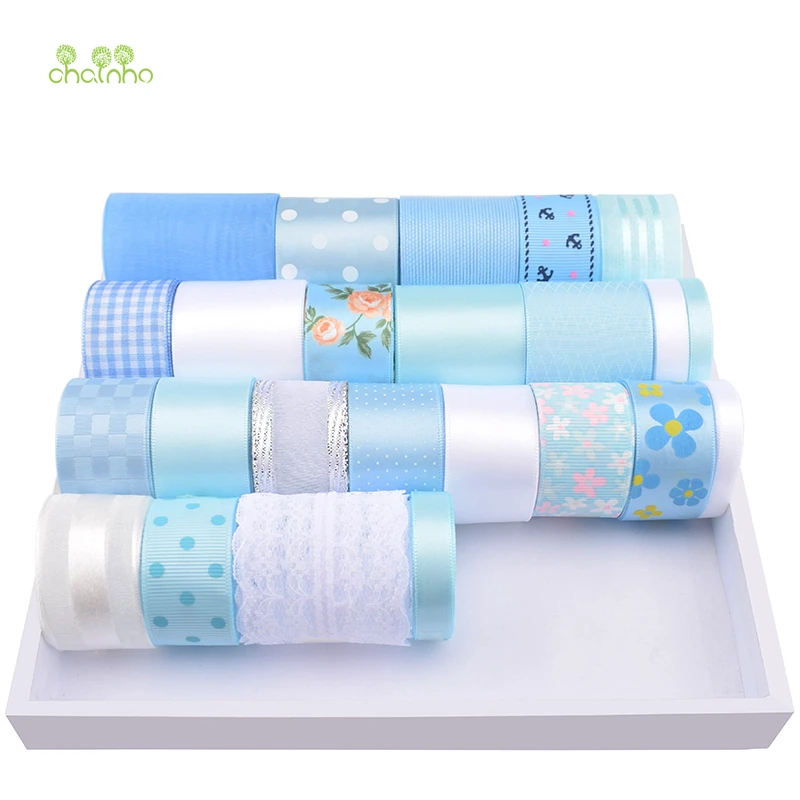 

High quality,Mix 24 Designs Blue Ribbon Set For DIY Handmade Gift&Craft Packing,Hair Ornament Accessory,Package 24Yard,HB104