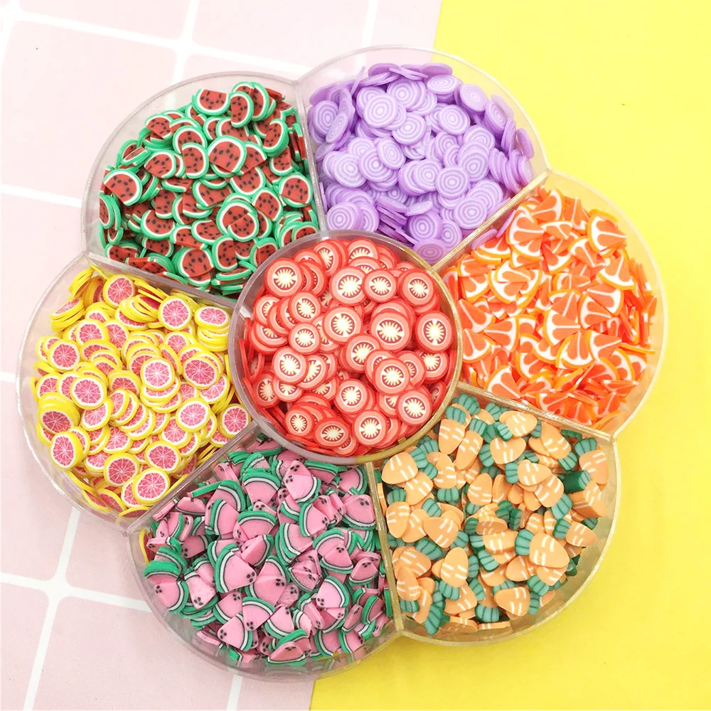 

1Box Fruit Slice Polymer Hot Soft Clay Sprinkles for DIY Making Nails Art Decoration Craft Slime Filling Phone Decor:5mm