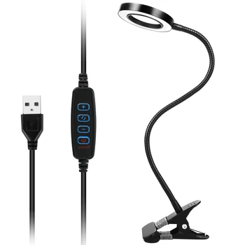

USB 3X Magnifying Lamp 2-In-1 Clip Desk Light With Metal Clamp 3 Light Modes10 Level Brightness For Tattoo Accessor Crafts