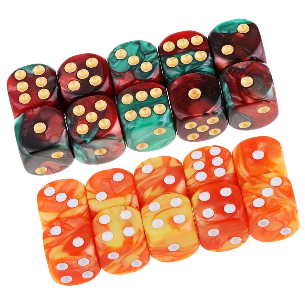 Прочный Цвета Пластик 6-кубика D6 для вечерние бар Настольная игра Упаковка из 20