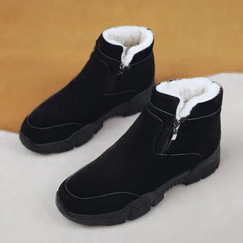 

Plus size 28 28.5 cm mens ankle snow boots plush velvet shoes male wedges boots 2020 calssic waterproof boot