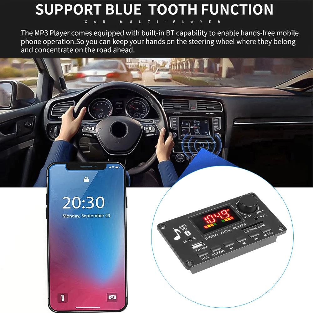 12V Amplifier Decoder Board Call Recording mp3 player LCD Screen bluetooth Car Audio TF USB FM Radio Module with Remote Control sony mp3 player