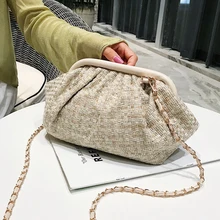 New Ladies Dumplings Package Simple Solid Fashion Trend Wild Personality Chain Shoulder Messenger Bag Chic Clutch and Purse