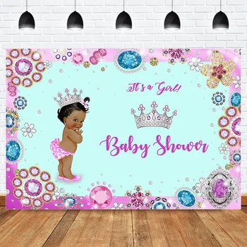 

Ethnic Princess Baby Shower Party Backdrop Glitter Diamond Crown Newborn Children Photo Background Birthday Dessert Table Banner