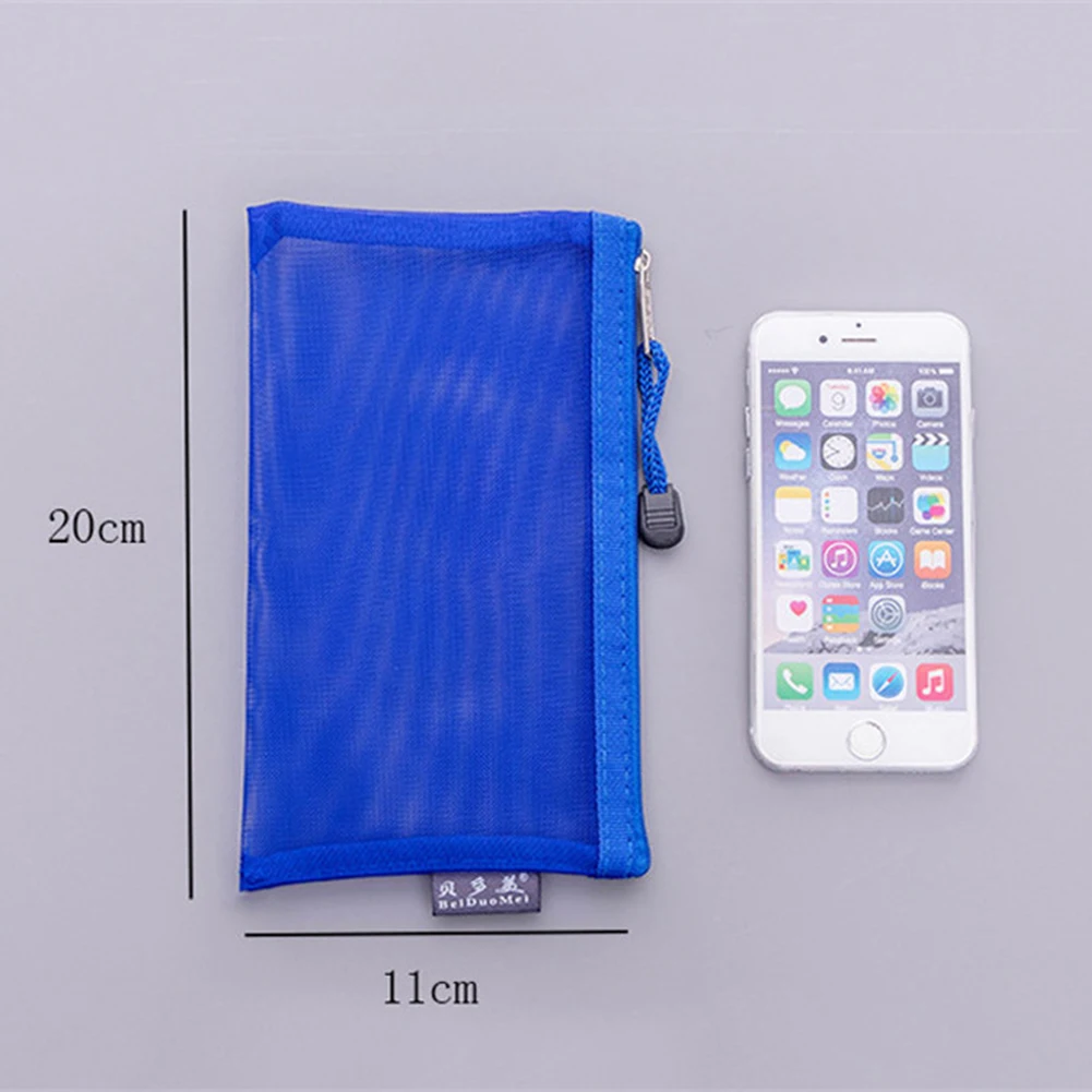 Transparent Grid Zipper Pen Bag Pencil Case Storage Package For Girls Korean Stationery School Supplies School Student 1 Pcs pencil case
