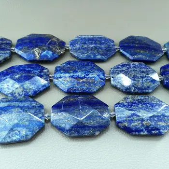 

8SE11214 30x43mm Natural Lapis faceted Chunk strand 15"