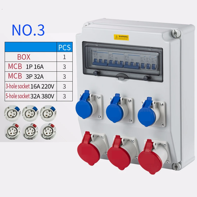 Промышленная розетка пластиковая Изолированная коробка переключателя 220V380V сайт Портативный Открытый Распределительная коробка дождевой воды Комбинация - Цвет: 3