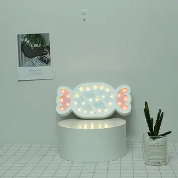

LED Night Lamp Candy Shape Lights Wall Hanging Desk Ornaments Children Bedroom Home Decoration Sweet Style Night Lighting