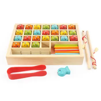 

Wooden Magnetic Fishing Math Game Set Montessori Learning Toy for Color Classification Number Counting for Children