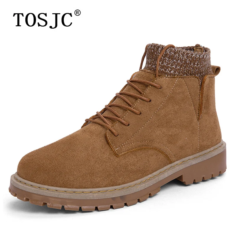 

TOSJC Fashion Men High-top Ankle Boots Outdoor Non-slip Work Boots Tough Military Desert Boots for Adult Lace-up Cowboy Boots