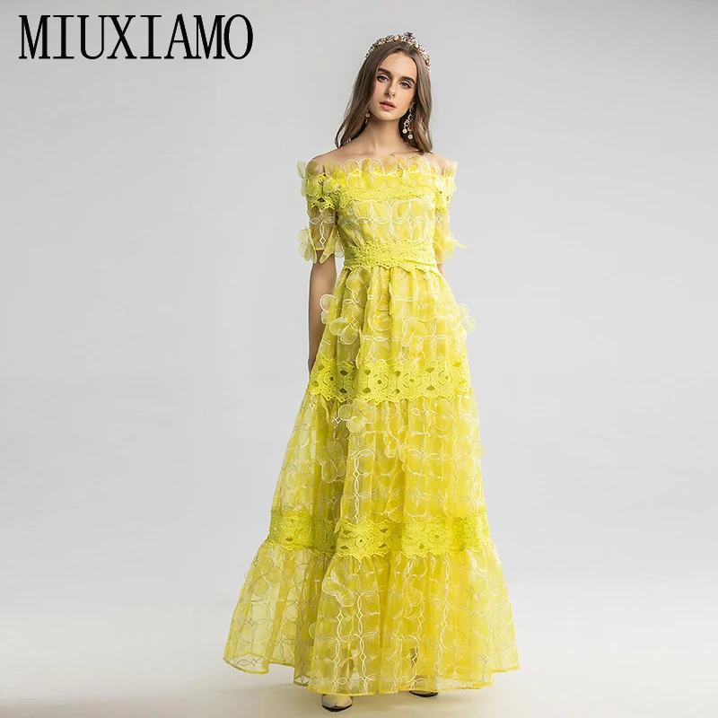 Discount Cheap lw0LY MIUXIMAO 2020 Spring Half Sleeve Dress Fashion Runway 3D Floral Lace Vintage Elegant Long Dress Women vestidos Cake Maxi Dress Discount Cheap lw0LY MIUXIMAO 2020 Spring Half Sleeve Dress Fashion Runway 3D Floral Lace Vintage Elegant Long Dress Women vestidos Cake Maxi Dress