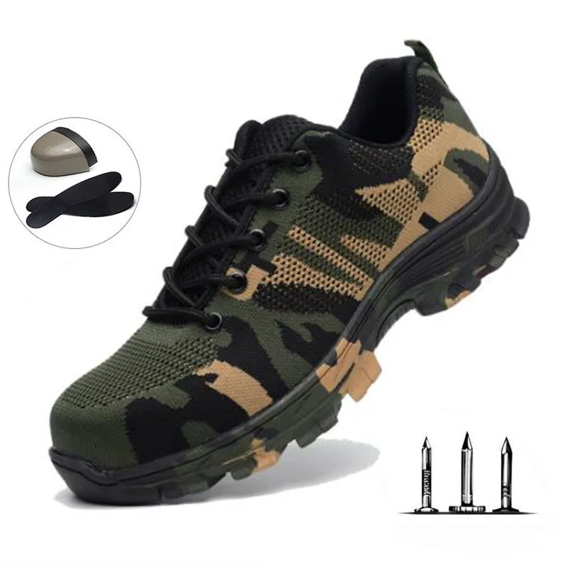 

New Outdoor Camouflage Training Shoes Men's Anti-mite Stab Labor Insurance Shoes Breathable Sports Shoes Safety Work Boots Men