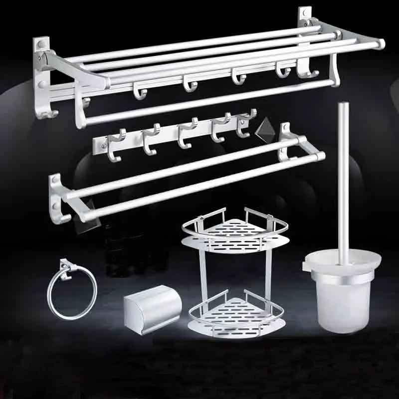 

Bathroom Storage Towel Rack Rod Bathroom Free Punched Wall Hangers Toilet Storage Rack Sanitary Ware Hardware Pendant Set