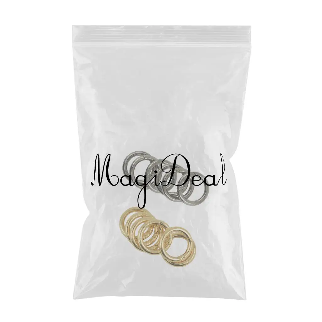 12Pcs 28mm Spring Gate O-Rings Mini Round Snap Hooks Spring Ring Key Carabiner Camping Black Golden