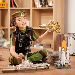 [] 3D головоломки вертолет/авианосец/истребитель детские развивающие игрушки стерео модель бумаги
