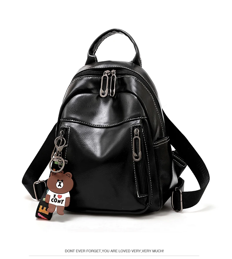 Double Zipper Backpack Women School Bags PU Leather for Teenagers Girls Travel Bags Designer Women Backpack Soft Laptop Backpack