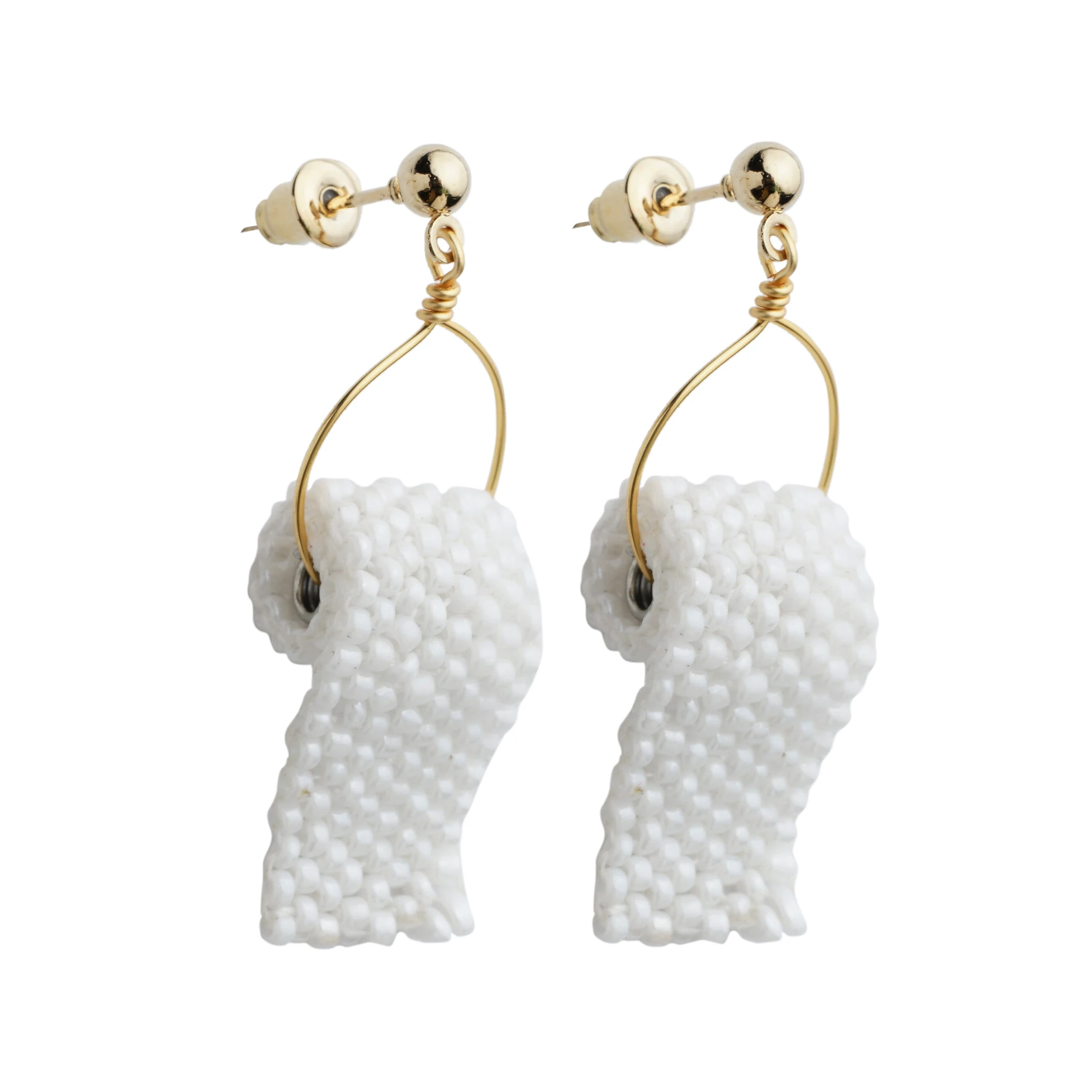 Pearl Toilet Paper Earrings Funny Tissue Dangled Earring Creative Jewelry for Sensitive Ears Gag Humorous Gift