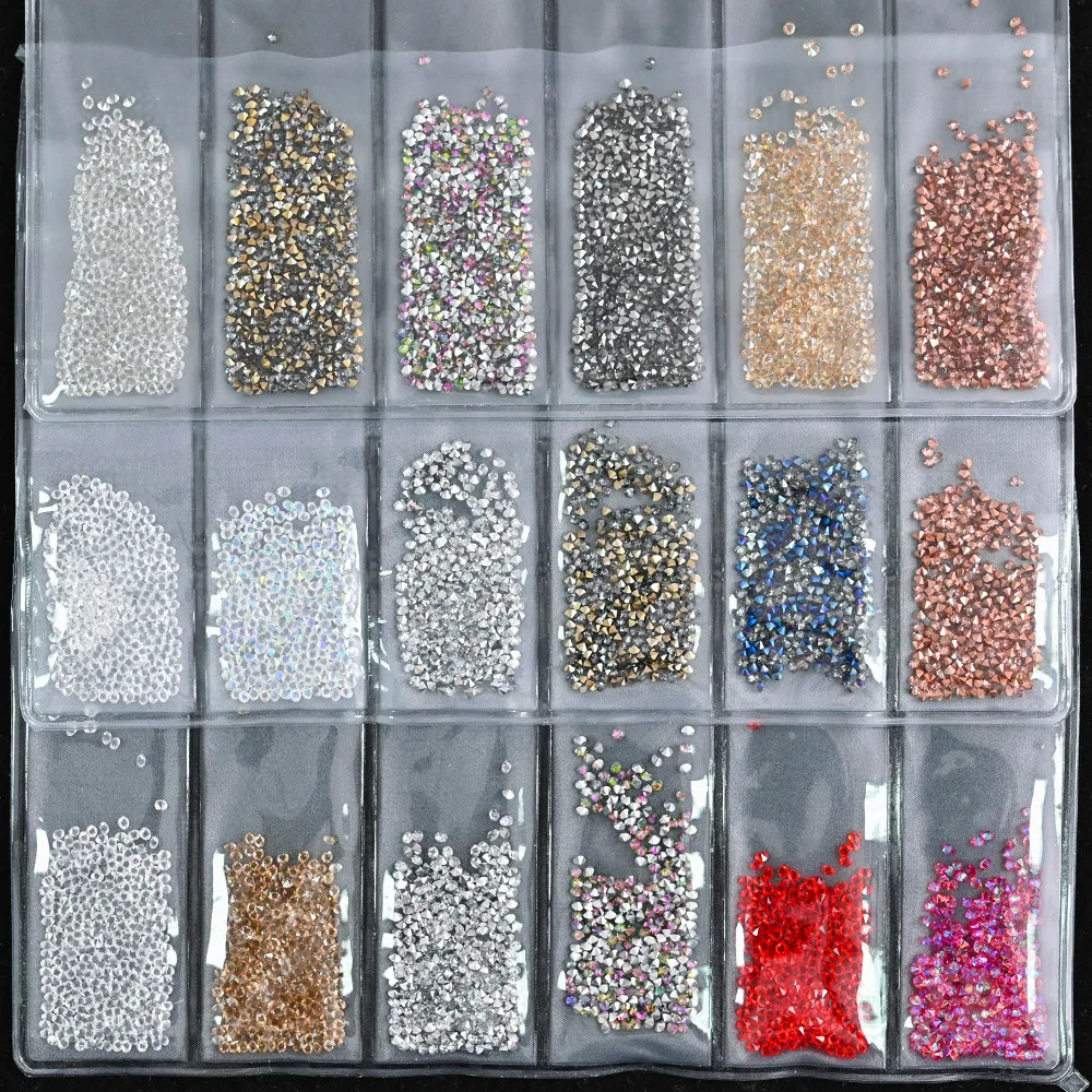6slots Nail Art Rhinestones Kit Micro Crystal Diamond Pointy Bottom