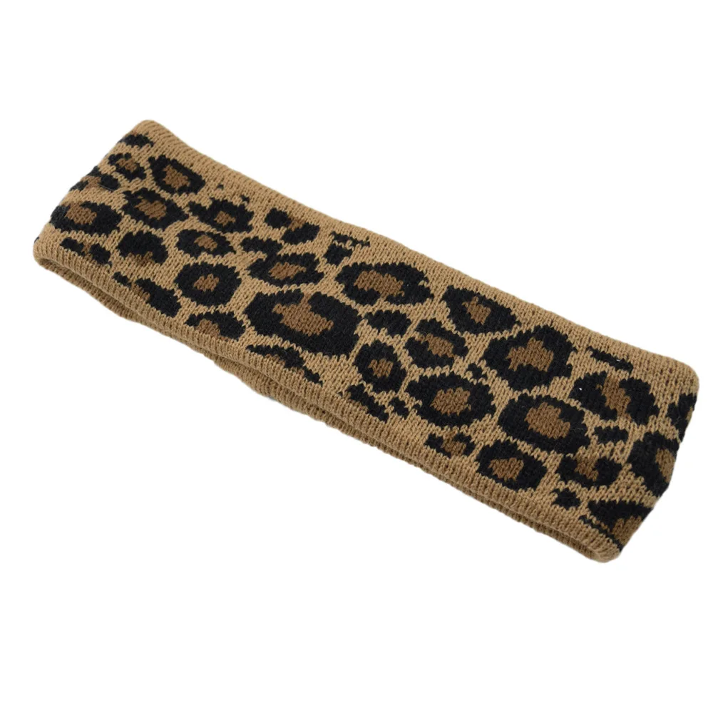 Винтажный Теплый леопардовый вязаный ободок с бантом повязка на волосы с крестиком аксессуары для волос