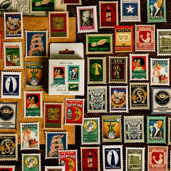 

46Pcs Retro Stamp Stickers Vintage Decor Diary Stickers Paper Adhesive Sticker For Kids Scrapbooking Stationery Supplies