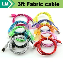 Micro 5pin Data Cable Nylon Fabric Braided V8 Micro USB Charger Cable for Sumsung Galaxy S7 S6 S5 S4 Note 4 5 7 HTC 100pcs/lot