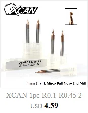 XCAN 1 шт. 6 мм хвостовик R0.25/R0.5/R0.75/R1.0/R1.5/R2.0 коническая сферическая Концевая фреза фрезерный станок с ЧПУ Гравировальный Бит концевой фреза