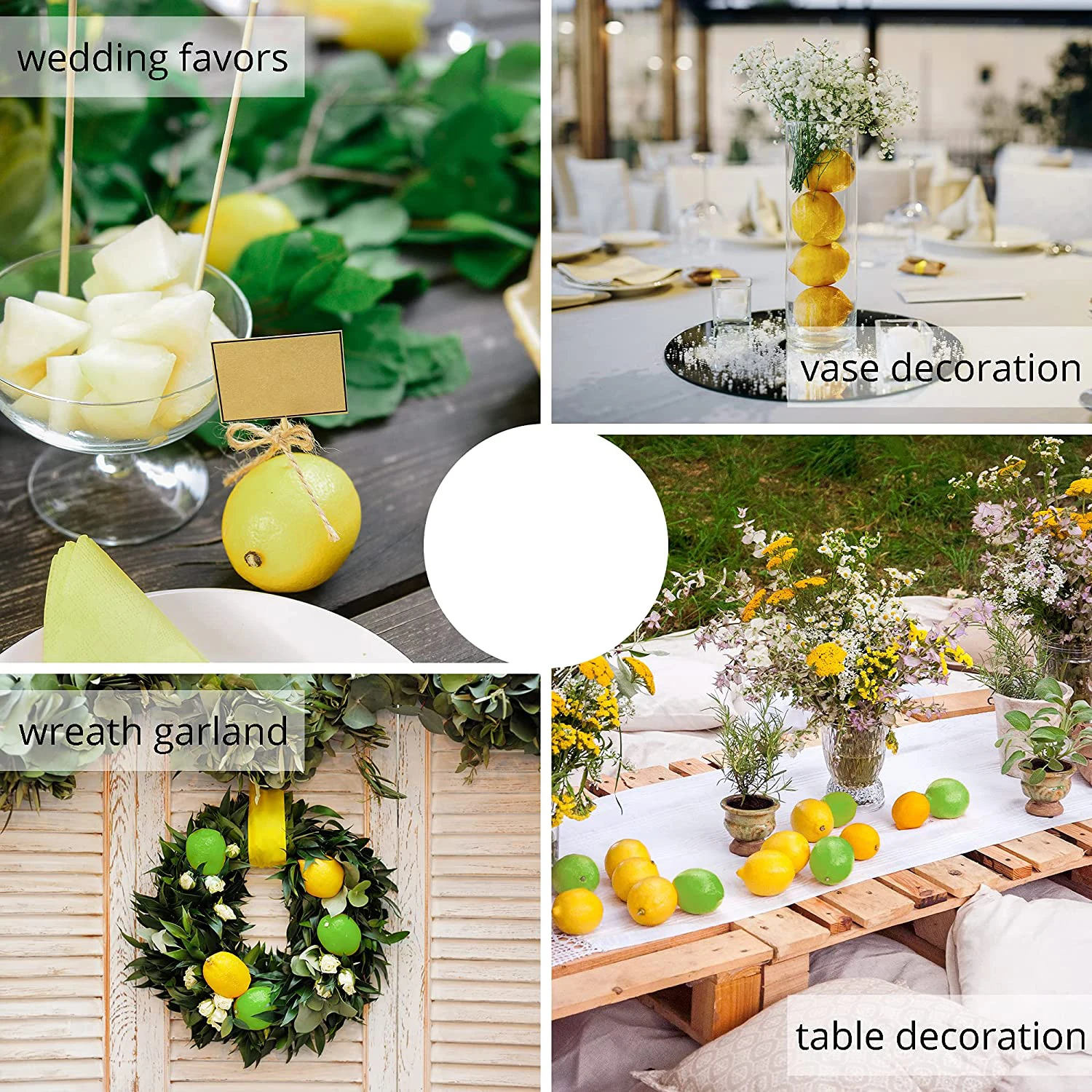 Lot De 20 Faux Citrons Décoratifs - Faux Fruits Jaunes Artificiels Pour Couronne De Citron, Guirlande, Limonade, Fête, Cuisine, Table D'été