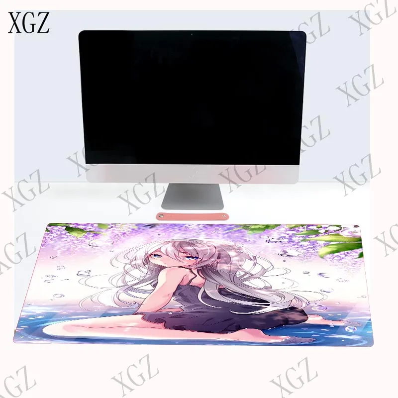 Большой игровой коврик для мыши XGZ 900x40 0/700x30 0/600x300 мм с аниме девушкой фиолетовыми
