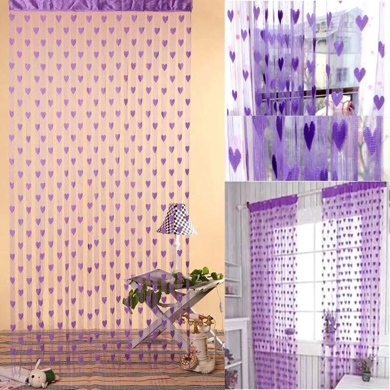 Shallow purple Новая романтическая персиковая дверь в форме сердца занавески домашняя перегородка для гостинной - Цвет: Shallow purple