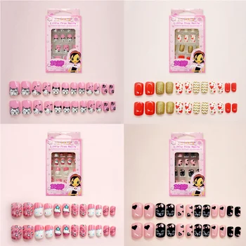 

96pcs Pretty Fake Nail Pieces Chic Nail Art Tool Artificial Nails Decor DIY Manicure Supplies for Little Girls Kids